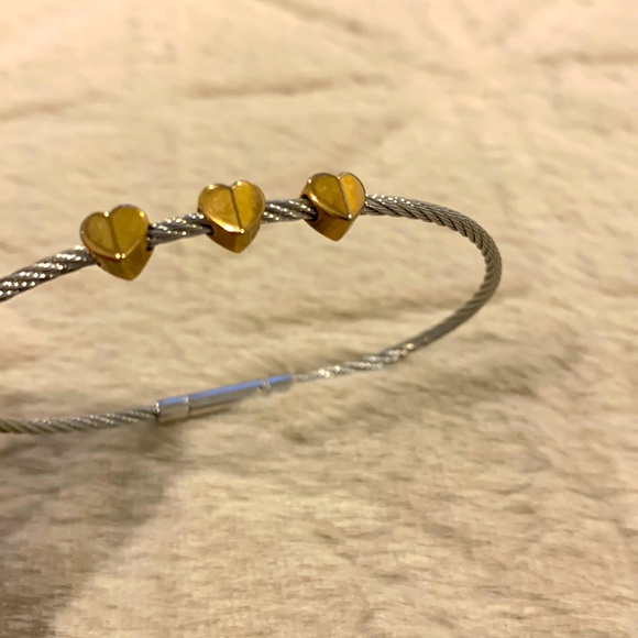 Fossil Triple Heart Bracelet Stainless Steel Silver and Rose Gold - Picture 3 of 8